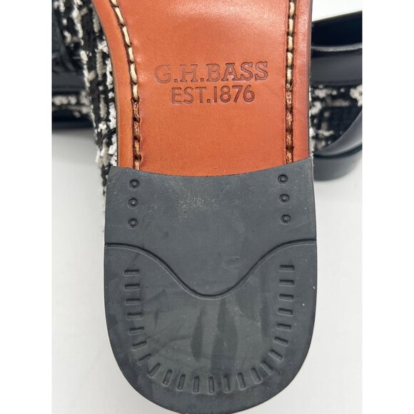 G.H. Bass Womens Weejuns Black & White Tweed Loafers With Patent Leather Accent - Picture 11 of 12